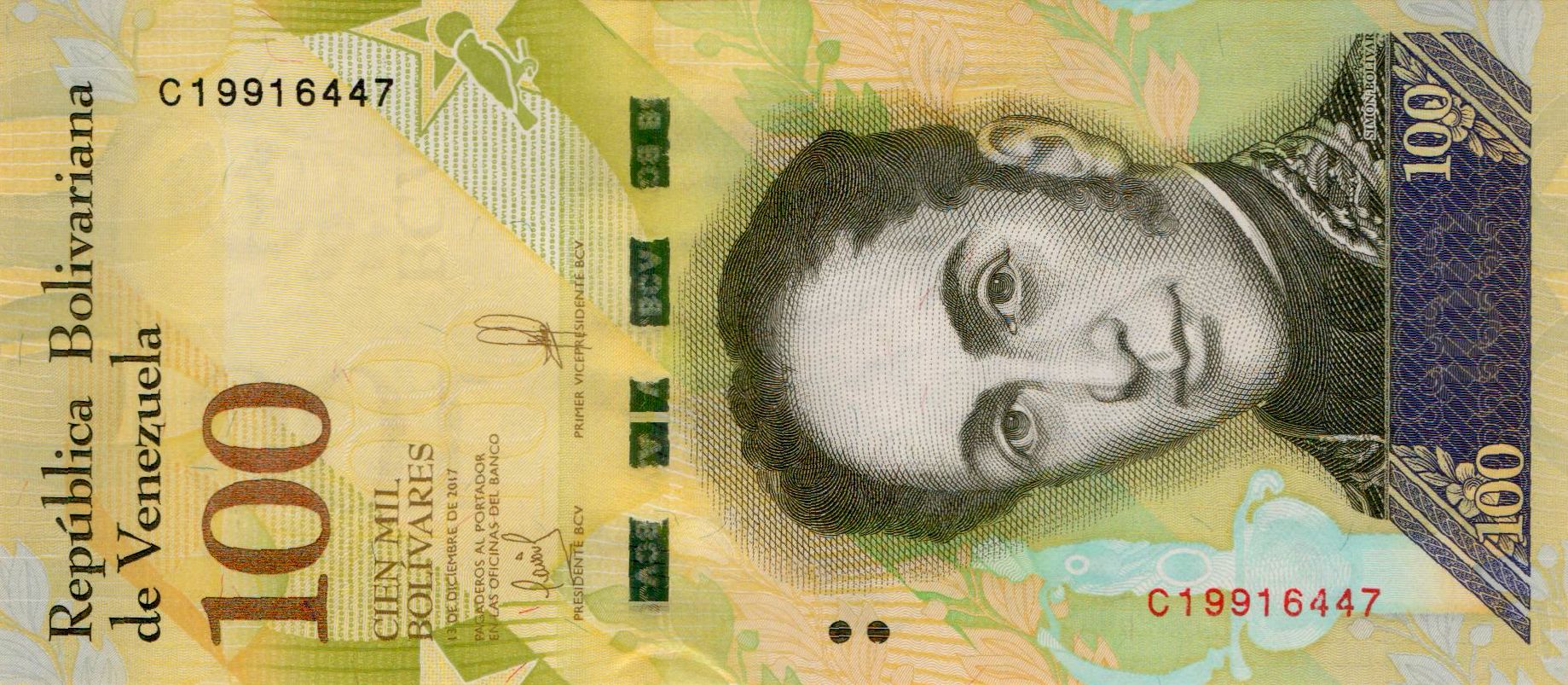 Venezuela 100000 2017 UNC P-100/b3